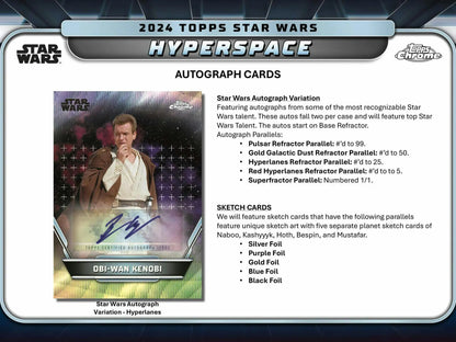 Star Wars autograph trading card featuring Hyperlanes Refractor from Topps 2025 Hyperlane Hobby Box