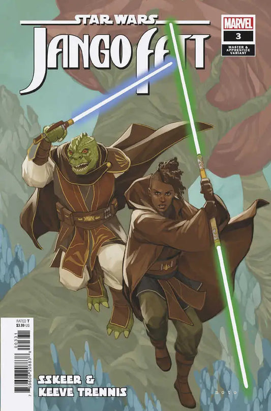 Comic book cover for Star Wars Jango Fett #3 with Jedi and lightsabers for trading cards