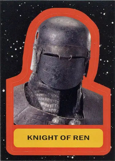 Metallic Knight of Ren helmet featured on Star Wars sticker card CS-16 trading cards