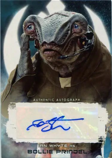 Alien creature with bulbous eyes and wrinkled skin on Star Wars Ian White Autograph Card