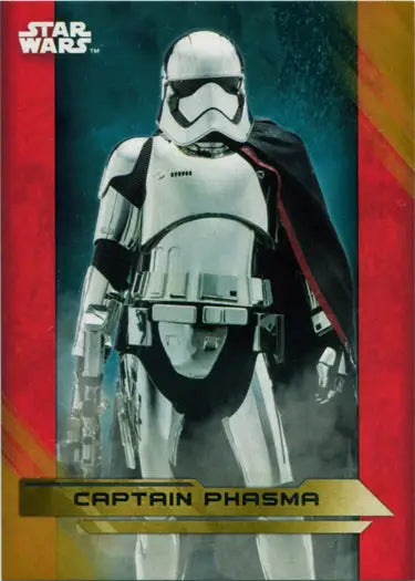 Stormtrooper in white armor with black cape on Star Wars trading card #19/25
