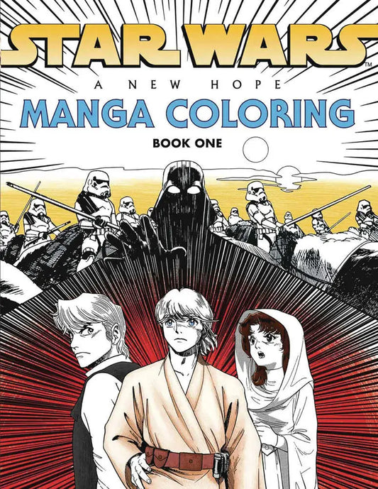 Book cover for Star Wars New Hope Manga Coloring Book showcasing iconic characters