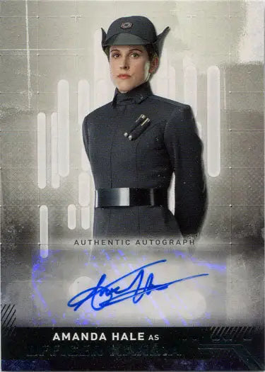 Autographed trading card of Amanda Hale as Kandia in military uniform from Star Wars