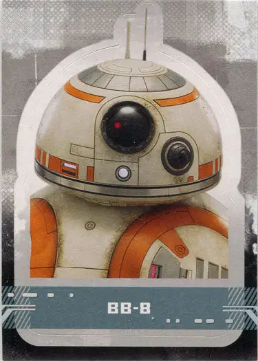 Spherical droid character sticker card featuring BB-8 in orange and white colors