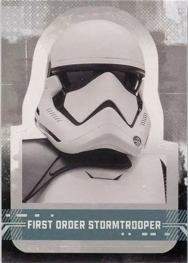 White helmet with black visor in Star Wars First Order Stormtrooper character sticker card