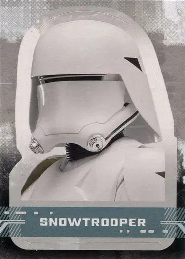White helmet with narrow visor resembling a Snowtrooper on Star Wars character sticker card