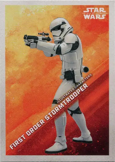 Stormtrooper aiming blaster weapon on Star Wars illustrated character trading card IC-13