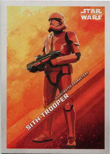 Red-armored Sith Trooper holding blaster rifle from Star Wars Illustrated Character Trading Cards
