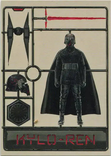 Dark-clad Kylo Ren in a rigid pose for Star Wars Rise Skywalker Ren Continuity Card 6