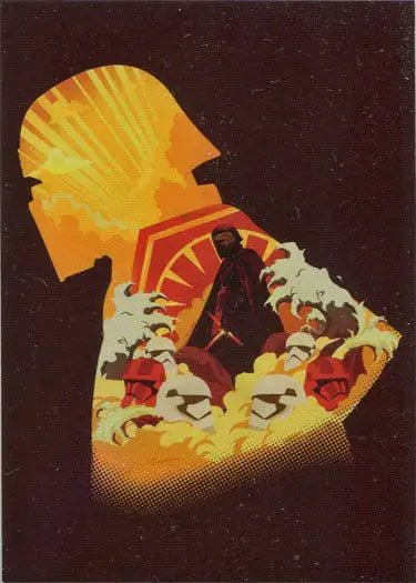 Silhouette of a person’s head with sunset beach scene in Kylo Ren Continuity Card 8