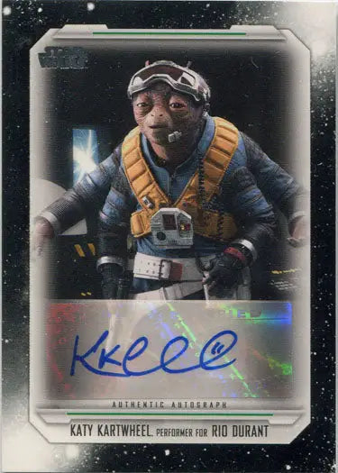 Action figure of Katy Kartwheel as Rio Durant from Star Wars trading cards