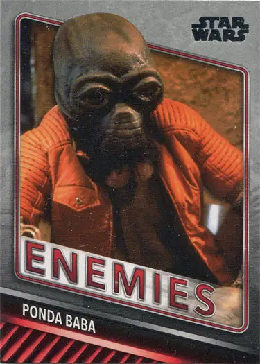 Alien creature with large eyes in orange jacket from Star Wars Enemies Chase Card