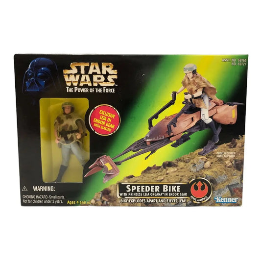 Star Wars Power of the Force Speeder Bike toy with Princess Leia Organa in original packaging