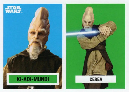 Star Wars trading card featuring Ki-Adi-Mundi and Cerea from Topps Football 1957