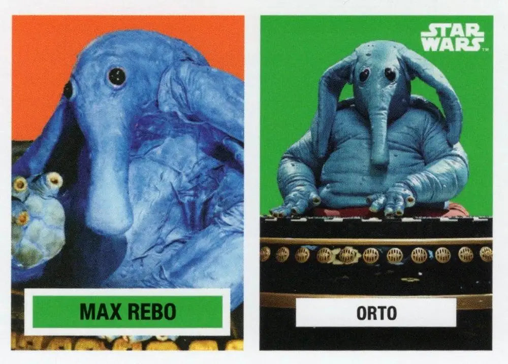 Two alien creatures from Star Wars with long snouts on Topps Football trading card