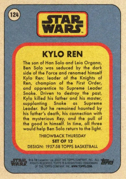 Trading card of Kylo Ren from Star Wars in 1957-58 Topps Basketball series