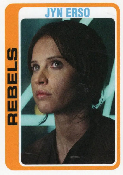 Portrait of Jyn Erso on a trading card from Star Wars Throwback Thursday 2023