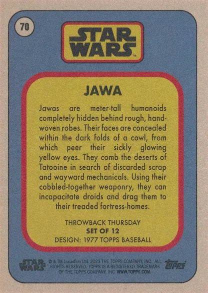 Trading card featuring Jawas from Star Wars in 2023 Topps Baseball series