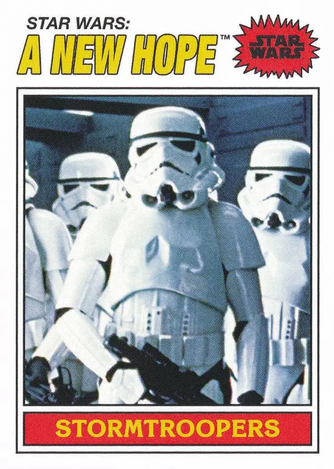 Three Star Wars Stormtroopers in white armor from Topps Baseball trading cards