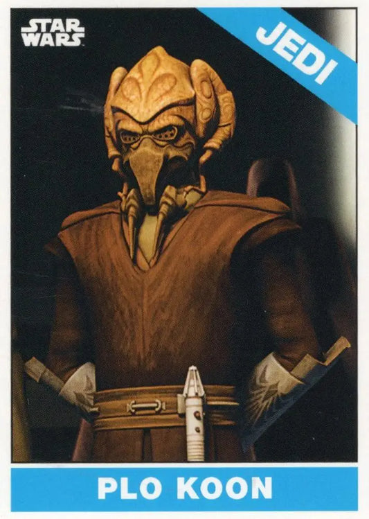 Alien creature Plo Koon in brown robes from Star Wars on Topps Baseball trading card