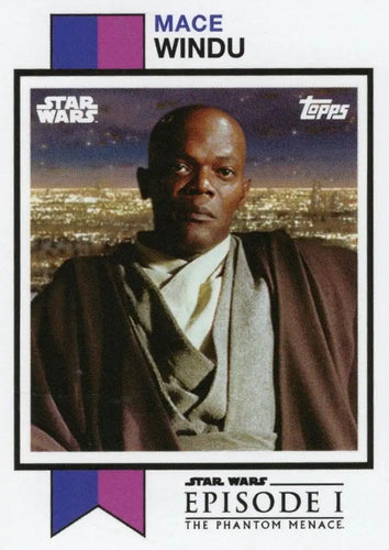Trading card of Jedi Master Mace Windu from Star Wars in Topps Football series