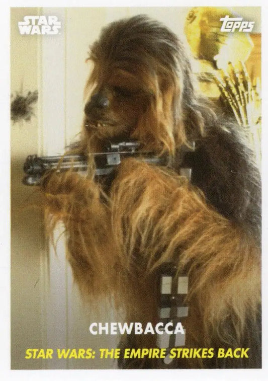 Wookiee warrior Chewbacca with bowcaster in Star Wars Topps Baseball trading card