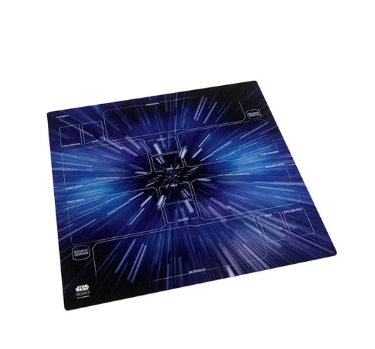 Gaming mouse pad featuring blue hyperspace design for Star Wars trading cards