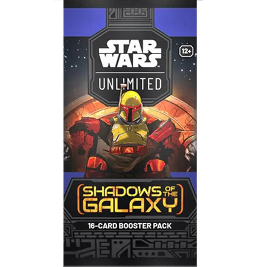 Star Wars Unlimited Shadows of the Galaxy booster pack showing colorful cards