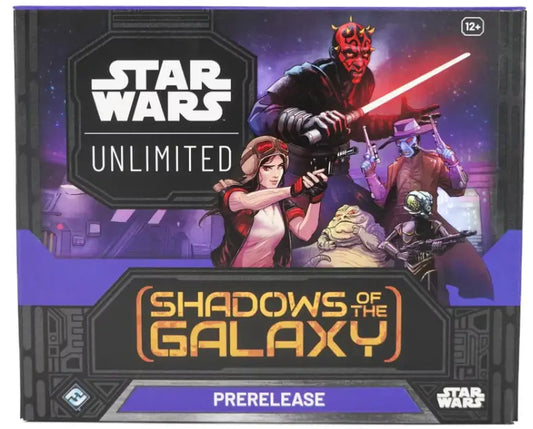 Star Wars Unlimited: Shadows of the Galaxy Prerelease Kit with iconic characters and weapons
