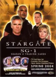 Stargate SG-1 Season 6 Trading Card Sell Sheet featuring DVD box cover artwork