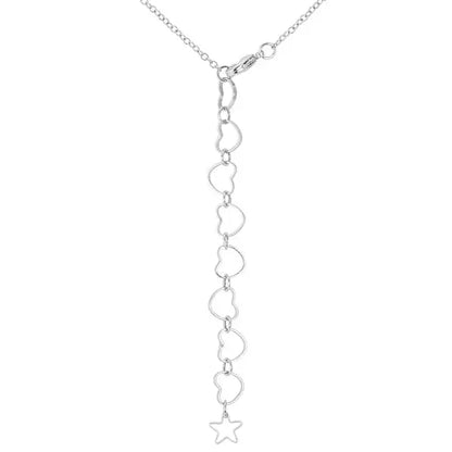 Stars and Stripes Rhodium Necklace with CZ - Necklace