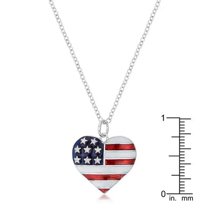 Stars and Stripes Rhodium Necklace with CZ - Necklace