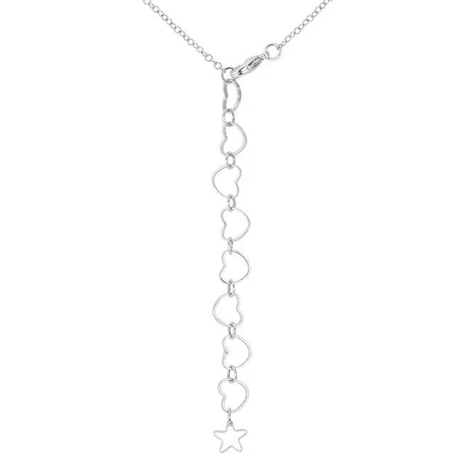 Stars and Stripes Rhodium Necklace with CZ - Necklaces
