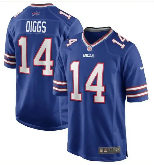 Blue Stefon Diggs Buffalo Bills Nike Game Jersey with DIGGS and number 14 on back