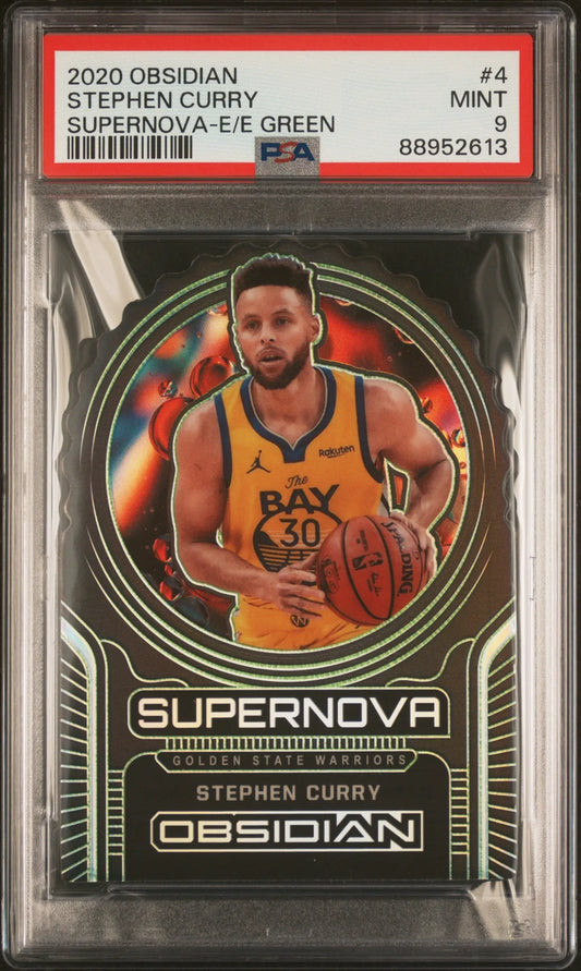 Stephen Curry 2020 Obsidian Supernova Die-Cut Green PSA 9 Mint basketball card
