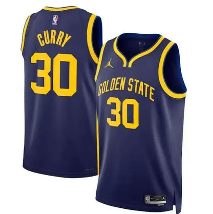 Navy blue and gold Stephen Curry Golden State Warriors Swingman Jersey with number 30