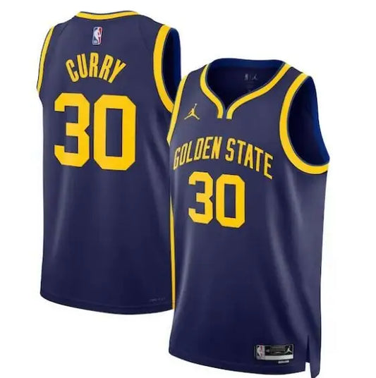 Navy blue and gold Stephen Curry Golden State Warriors Swingman Jersey with number 30