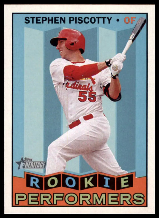 Stephen Piscotty baseball card from Topps Heritage 2016 Rookie Performers series