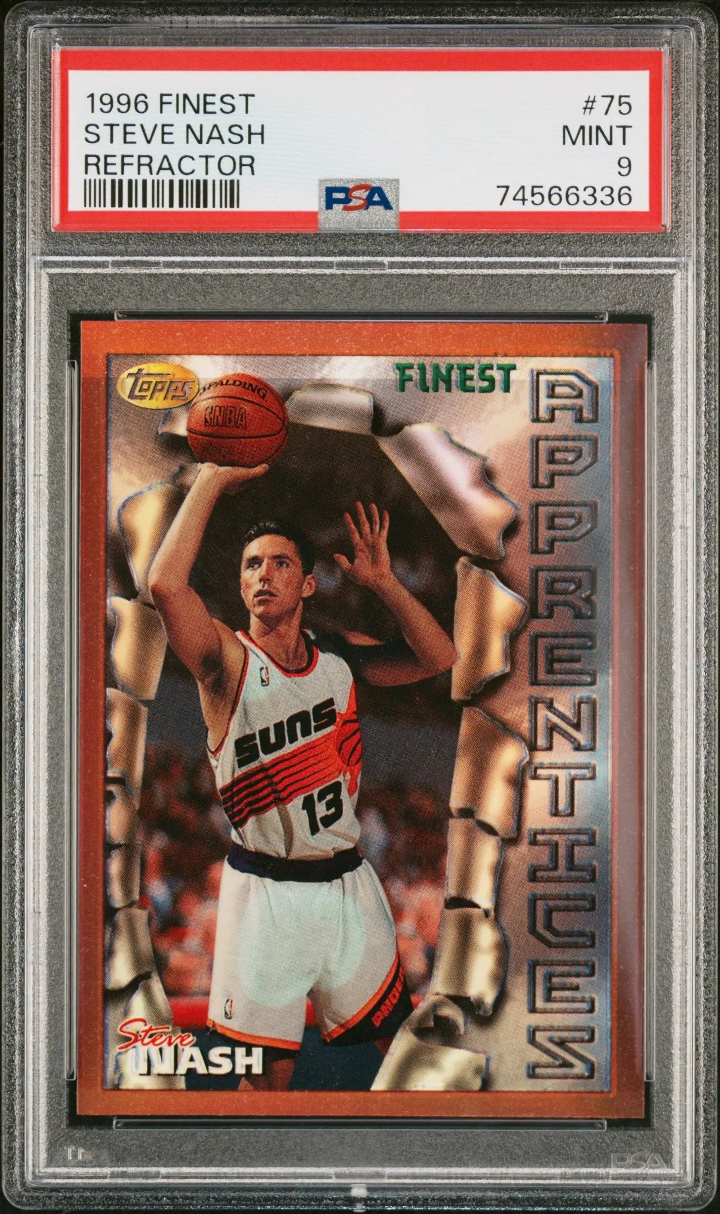 Graded 1996 Topps Finest Refractor Steve Nash basketball card PSA 9 Mint