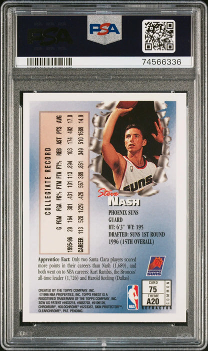 Steve Nash 1996 Topps Finest Refractor rookie card PSA 9 Mint product image