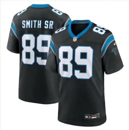 Black and blue Carolina Panthers jerseys with number 89 featuring Steve Smith Sr