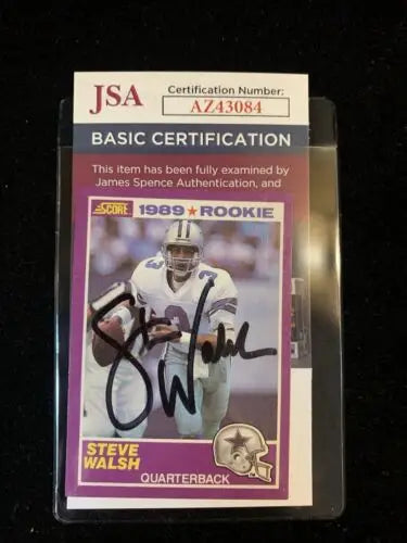 Signed Steve Walsh 1989 Score Rookie Card #438S JSA Certified Auto Dallas Cowboys