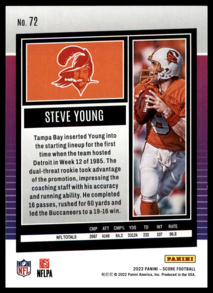 Steve Young football card from 2022 Score Tampa Bay Buccaneers series