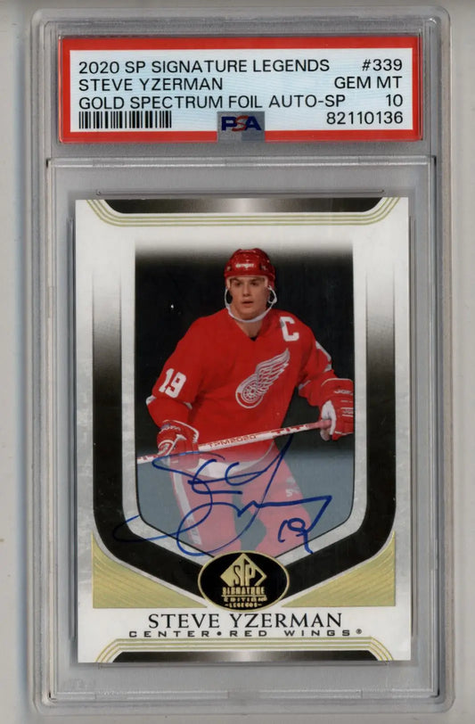 Steve Yzerman 2020-21 SP Signature Legends Gold Spectrum Foil Auto SP PSA 10 Gem Mint - Singles