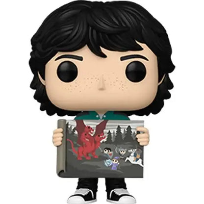 Stranger Things Season 4 Funko Pop figure of Mike holding Will’s dragon artwork