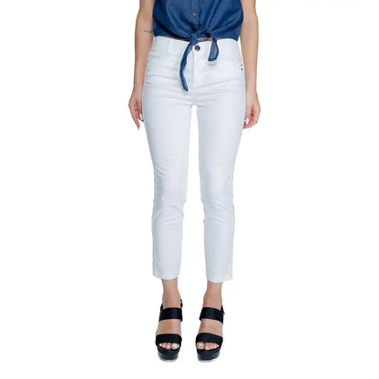 Street One White Cotton Pant - W36 | L26