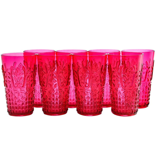 Studio California Elmira 20.5 oz Acrylic Tumbler in Red Set of 8 - Tableware
