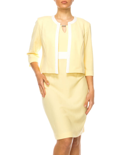 A Studio One Pastel Yellow Jacket Dress Women's Office Attire, Suits, Missy & Plus Apparel