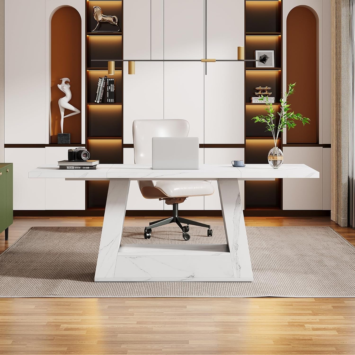 Stylish 63 Inch Large Computer Desk for Home Office-4