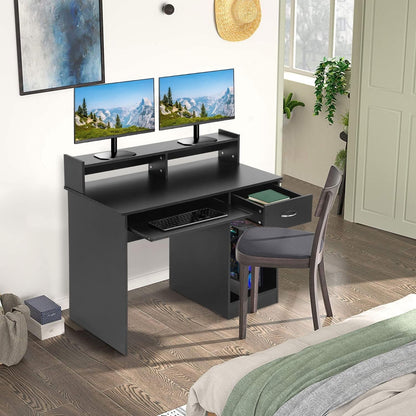 Stylish Office Desk with Drawers and Keyboard Tray-3